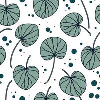 Flat Abstract watercolor Pilea seamless pattern with splashes and drips on white background concept as Abstract watercolor Pilea leaves with artistic splashes and drips forming a d flat vector