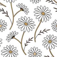 Flat Art Deco daisy seamless tile pattern with symmetrical daisy motifs and gold accents for glamorous interiors concept as Symmetrical daisy motifs with gold accents create Art De flat vector