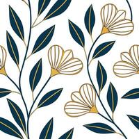 Flat Art Deco inspired seamless tile pattern with geometric floral elements and metallic accents for luxurious interior designs concept as Geometric floral elements with metallic a flat vector