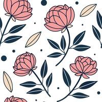 Flat Art deco peony seamless pattern with metallic accents and geometric elements on white concept as Art deco styled peonies with metallic accents and geometric shapes forming a l flat vector
