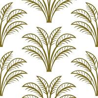 Flat Art Deco palm leaf seamless tile pattern with geometric palm motifs and gold accents for luxurious interiors concept as Geometric palm motifs with gold accents create Art Deco flat vector