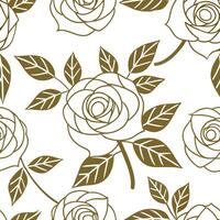 Flat Art Deco rose seamless tile pattern with symmetrical rose motifs and gold accents for luxurious interiors concept as Symmetrical rose motifs with gold accents create Art Deco flat Set 3 vector