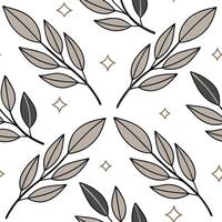 Flat Art deco sage leaves seamless pattern with metallic accents and geometric elements on white concept as Art deco styled sage leaves with metallic accents and geometric shapes f flat vector