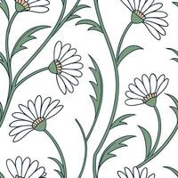 Flat Art Nouveau daisy seamless tile pattern with flowing lines and pastel colors ideal for elegant dining rooms concept as Flowing lines and pastel colors create Art Nouveau daisy flat vector