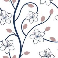 Flat Art Nouveau cherry blossom seamless tile pattern with flowing lines and pastel colors ideal for elegant dining rooms concept as Flowing lines and pastel colors create Art Nouv flat vector