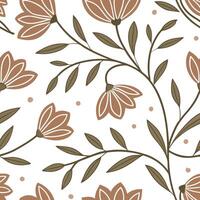 Flat Art nouveau floral seamless pattern with earthy tones for natural decor concept as Organic art nouveau floral elements seamlessly patterned using earthy color tones for natura flat vector