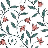 Flat Art nouveau floral seamless pattern with earthy tones for natural decor concept as Organic art nouveau floral elements seamlessly patterned using earthy color tones for natura flat Set 2 vector