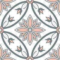 Flat Art Nouveau floral mandala seamless tile pattern with flowing lines and pastel colors ideal for elegant dining rooms concept as Flowing lines and pastel colors create Art Nouv flat vector