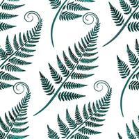 Flat Art Nouveau fern seamless tile pattern with flowing fern vines and intricate leaf details in emerald green tones for artistic interiors concept as Flowing fern vines and intri flat Set 2 vector