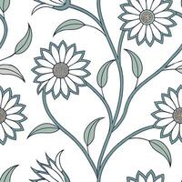 Flat Art Nouveau sunflower seamless tile pattern with flowing lines and pastel colors ideal for elegant dining rooms concept as Flowing lines and pastel colors create Art Nouveau s flat vector