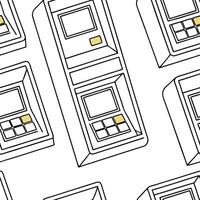 Flat ATM keypad mosaic concept as Extreme close up of a seamless tiles pattern created from minimalist ATM keypads Camera pans across the colorful mosaic of numbers and function ke flat vector