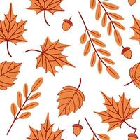Flat Autumn foliage seamless tile pattern with falling leaves cozy tones and pumpkin spice vibes concept as Falling autumn leaves warm colors and cozy seasonal accents create a sea flat vector