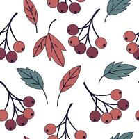 Flat Autumn berries seamless tile pattern with rich reds purples and earthy tones concept as Rich red purple and earthy toned autumn berries create a vibrant seamless tile pattern flat vector