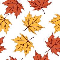 Flat Autumn leaves seamless pattern with rich red orange and yellow hues for vibrant fall designs concept as Vibrant autumn leaves pattern with rich red orange and yellow hues perf flat Set 5 vector