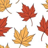 Flat Autumn leaves seamless pattern with rich red orange and yellow hues for vibrant fall designs concept as Vibrant autumn leaves pattern with rich red orange and yellow hues perf flat Set 6 vector