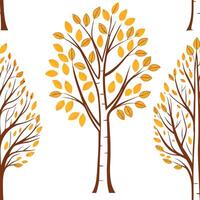 Flat Autumn trees seamless tile pattern with vibrant maple and oak leaves for warm home decor concept as Vibrant maple and oak leaves arranged seamlessly to create warm and invitin flat vector