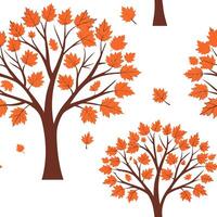 Flat Autumn trees seamless tile pattern with vibrant maple and oak leaves for warm home decor concept as Vibrant maple and oak leaves arranged seamlessly to create warm and invitin flat Set 9 vector