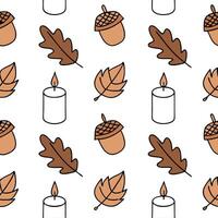 Flat Autumn warmth seamless tile pattern with cozy blankets and golden maple leaves for inviting home decor concept as Cozy blankets and golden maple leaves arranged seamlessly to flat Set 3 vector