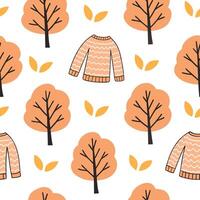 Flat Autumn warmth seamless tile pattern with cozy blankets and golden maple leaves for inviting home decor concept as Cozy blankets and golden maple leaves arranged seamlessly to flat Set 7 vector