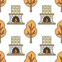 Flat Autumn warmth seamless tile pattern with cozy blankets and golden maple leaves for inviting home decor concept as Cozy blankets and golden maple leaves arranged seamlessly to flat Set 9 vector