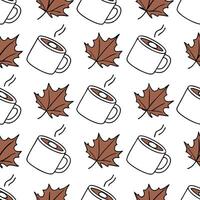 Flat Autumn warmth seamless tile pattern with cozy blankets and golden maple leaves for inviting home decor concept as Cozy blankets and golden maple leaves arranged seamlessly to flat Set 15 vector