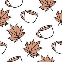 Flat Autumn warmth seamless tile pattern with cozy blankets and golden maple leaves for inviting home decor concept as Cozy blankets and golden maple leaves arranged seamlessly to flat Set 14 vector