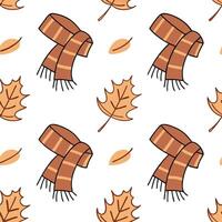 Flat Autumn warmth seamless tile pattern with cozy blankets and golden maple leaves for inviting home decor concept as Cozy blankets and golden maple leaves arranged seamlessly to flat Set 18 vector