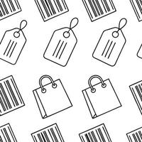 Flat Bar code price tag concept as Macro view of a seamless tile pattern featuring stylized bar codes and price tags Camera slowly pans across the pattern revealing various prices flat vector