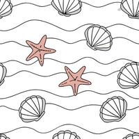 Flat Beachy summer seamless tile pattern with seashells and sand dunes for coastal living spaces concept as Seashells and sand dunes arranged in a seamless pattern perfect for brin flat vector