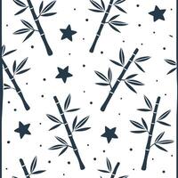 Flat Bamboo and stars seamless pattern celestial isolated white background ideal for night textiles branding packaging concept as Celestial bamboo and stars seamless pattern on whi flat vector