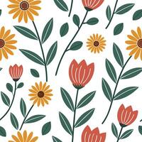 Flat Bohemian garden flowers seamless tile pattern with eclectic peonies and dahlias in rich vibrant colors perfect for creative spaces concept as Eclectic peonies and dahlias in r flat vector