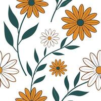 Flat Bohemian botanical illustration seamless tile pattern with eclectic peonies and dahlias in rich vibrant colors perfect for creative spaces concept as Eclectic peonies and dahl flat vector