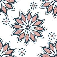 Flat Bohemian floral mandala seamless tile pattern with colorful petals and intricate details on white background ideal for eclectic spaces concept as Colorful petals and intricate flat vector