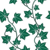 Flat Bohemian ivy seamless tile pattern with vibrant green vines and intricate leaf details on white background ideal for eclectic spaces concept as Vibrant green ivy vines with in flat vector