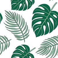 Flat Bohemian palm leaf seamless tile pattern with vibrant green palms and intricate details on a white background ideal for eclectic spaces concept as Vibrant green palm leaves wi flat vector