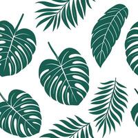 Flat Bohemian tropical leaves seamless tile pattern with eclectic leaf motifs and rich green hues perfect for creative spaces concept as Eclectic leaf motifs with rich green hues c flat Set 2 vector