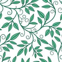 Flat Bohemian vine seamless tile pattern with vibrant green tendrils and intricate details on white background ideal for eclectic spaces concept as Vibrant green tendrils with intr flat vector