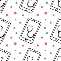 Flat Bokeh telemedicine digital health communication copy space concept as Digital health communication tools for telemedicine displayed on smartphones and tablets against a vibran flat Set 2 vector