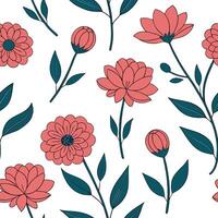 Flat Bohemian wildflowers seamless tile pattern with eclectic peonies and dahlias in rich vibrant colors perfect for creative spaces concept as Eclectic peonies and dahlias in rich flat Set 3 vector