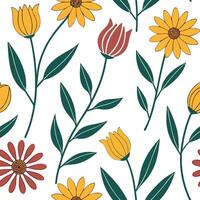 Flat Bohemian wildflowers seamless tile pattern with eclectic peonies and dahlias in rich vibrant colors perfect for creative spaces concept as Eclectic peonies and dahlias in rich flat Set 2 vector