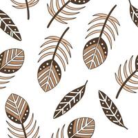 Flat Boho spring leaves seamless pattern with intricate designs and earthy tones for relaxed bohemian styles concept as Relaxed boho style spring leaves pattern with intricate desi flat vector
