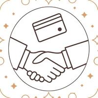 Flat Bokeh lights with holographic deal and payment icons concept as A medium shot showcasing warm bokeh lights with overlaid holographic icons of a handshake and a credit card Th flat vector