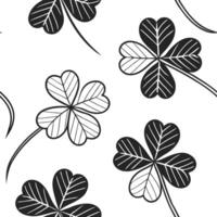 Flat Bold black and white clover seamless pattern with intricate linework on white background concept as Intricate black and white clovers with bold linework forming a striking sea flat vector
