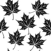 Flat Bold black and white maple leaves seamless pattern with intricate linework on white background concept as Intricate black and white maple leaves with bold linework forming a s flat vector