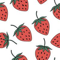 Flat Bold strawberry seamless tile pattern with red berries green leaves and a sweet summer vibe concept as Red strawberries with green leaves create a bold sweet seamless tile pat flat vector