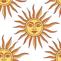 Flat Bold spring sunshine seamless pattern with dramatic sun rays and intense warm hues for striking designs concept as Striking spring sunshine pattern with bold sun rays and warm flat vector