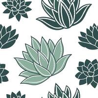 Flat Bold succulent plants seamless tile pattern with varying shades of green and geometric shapes concept as Succulent plants in varying green shades with geometric patterns form flat vector