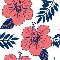 Flat Bold tropical floral seamless tile pattern with oversized blooms and striking color combinations for vibrant interiors concept as Oversized blooms and striking color combinati flat vector