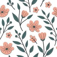 Flat Botanical garden blossom seamless tile pattern with realistic flower illustrations in natural colors for garden inspired interiors concept as Realistic flower illustrations in flat vector