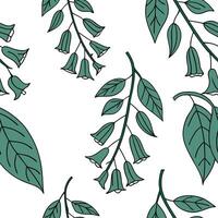 Flat Botanical foxglove leaves seamless tile pattern lush isolated white background perfect for spring textiles branding packaging concept as Botanical foxglove leaves seamless pat flat vector